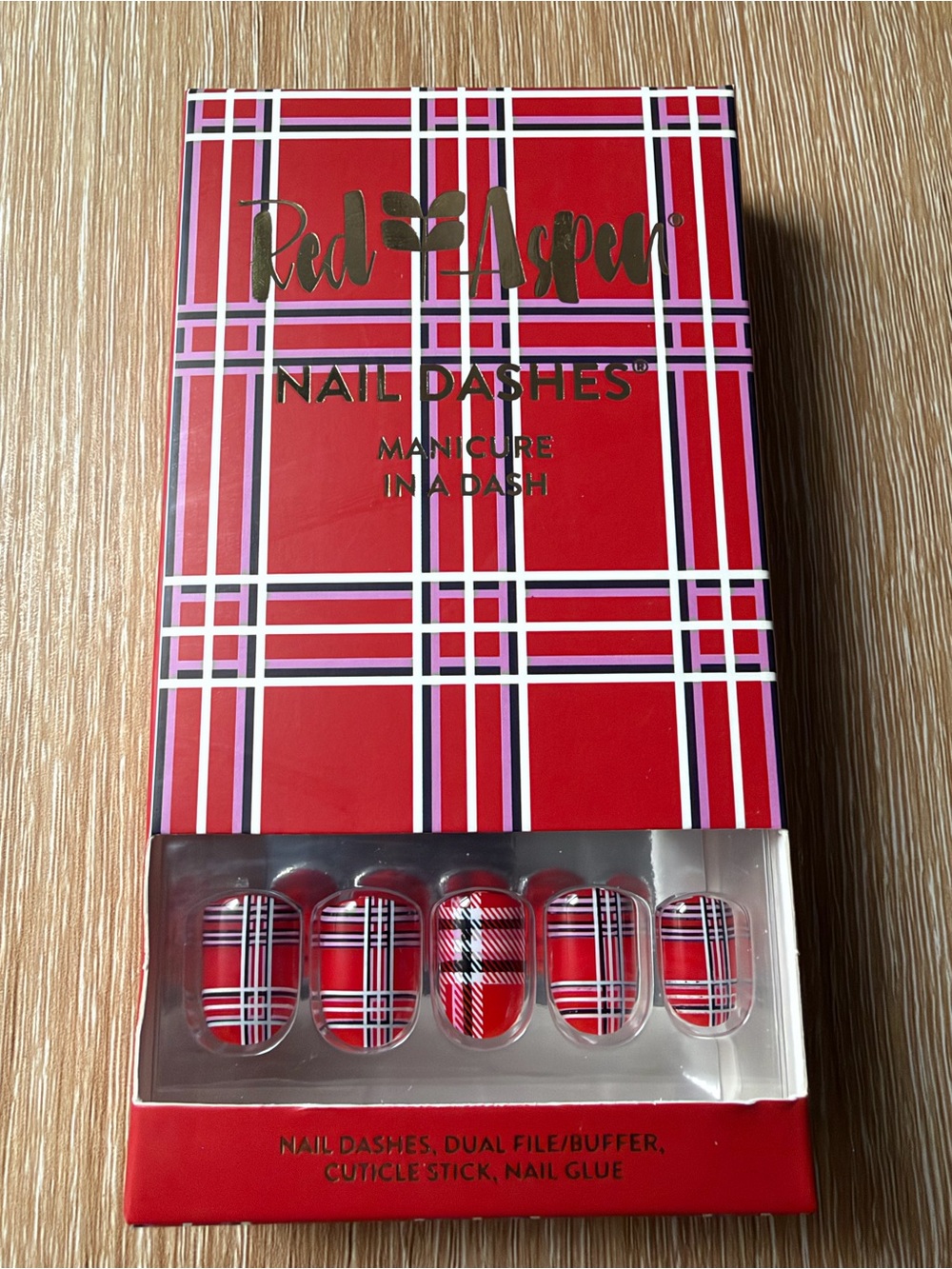 Red Aspen - Tilly Plaid - Press On Nails Kit - NEW! Short Square - Red Plaid